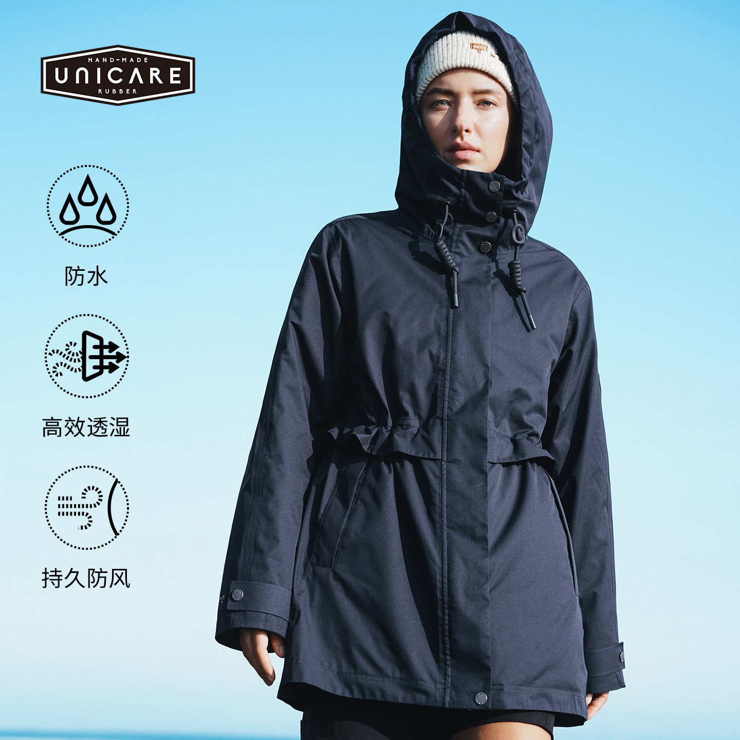 UNICARE多功能专业冲锋衣一衣四穿秋冬保暖御寒棉服外套 防水透汽