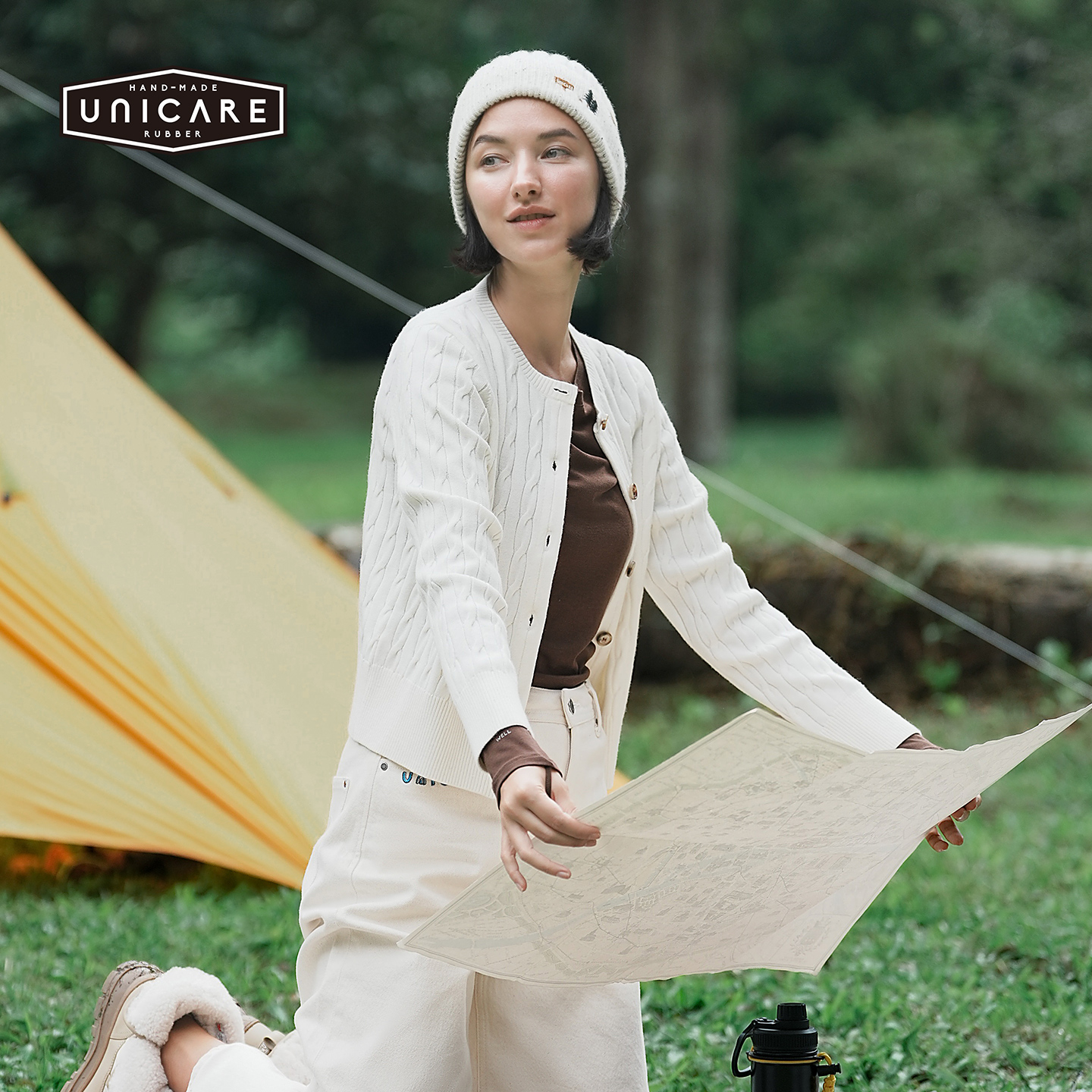 UNICARE纽扣针织开衫长袖毛衣 春秋冬保暖百搭打底衫上衣外套2025