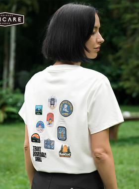 UNICARE印花春夏短袖女 圆领T恤 户外复古运动休闲上衣 2025新款