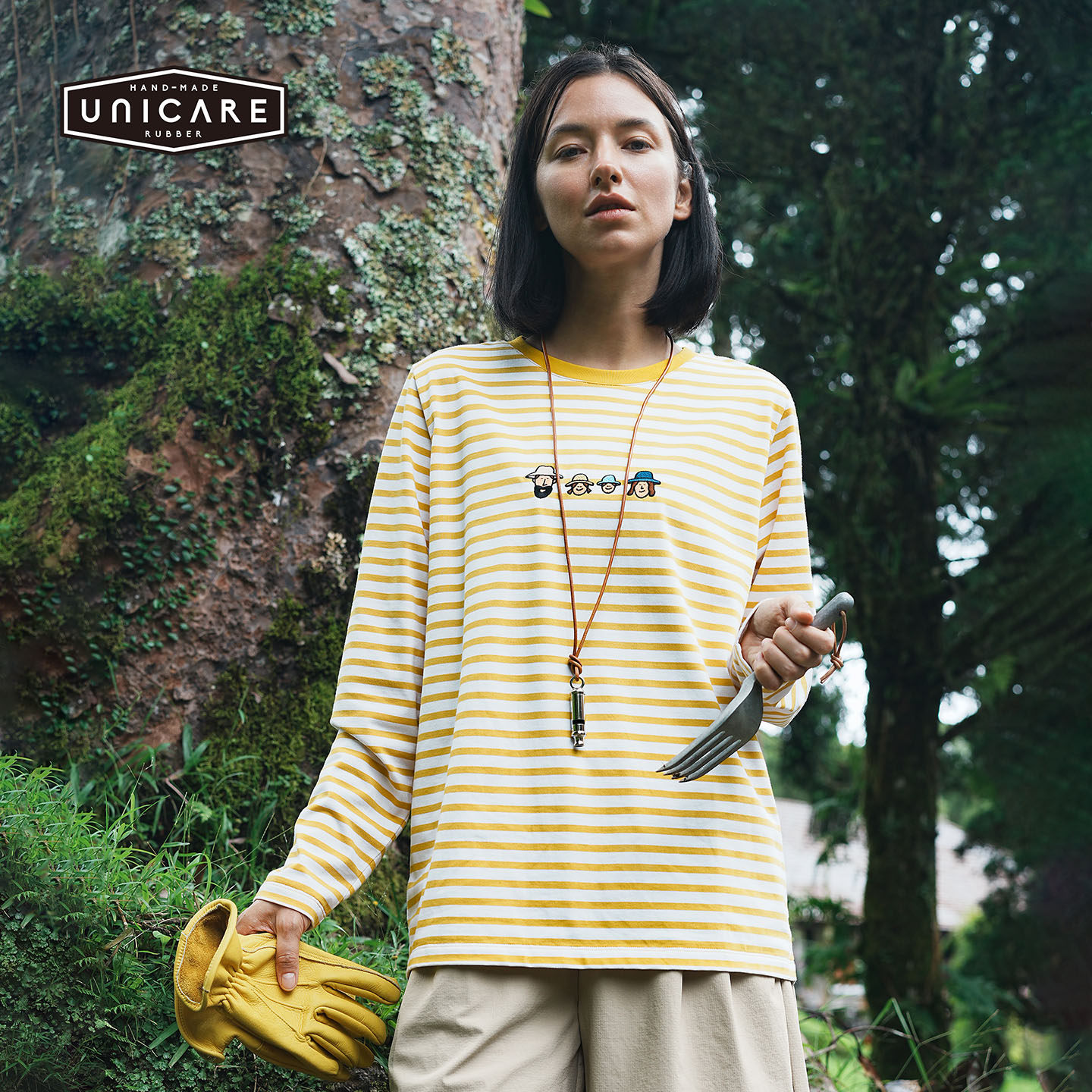 UNICARE联名系列水手条纹圆领长袖T恤女户外运动休闲舒适上衣2026图片