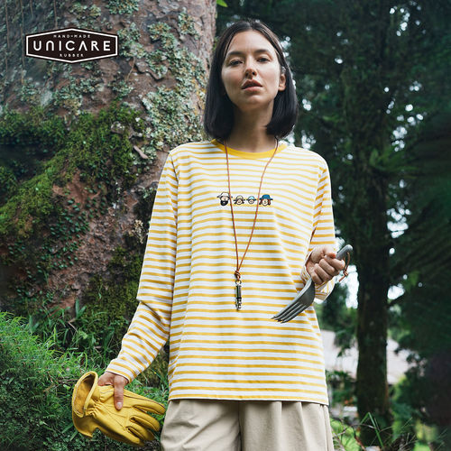 UNICARE联名系列水手条纹圆领长袖T恤女户外运动休闲舒适上衣2026