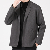 高级感轻熟加厚呢子大衣韩版 秋冬季 休闲西服上衣 外套男士 毛呢西装