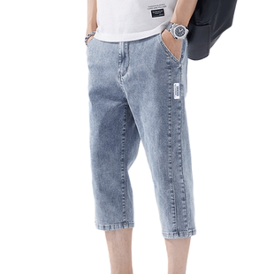 广州新塘镇七分牛仔短裤男款夏季薄款宽松男士休闲冰氧吧7分中裤