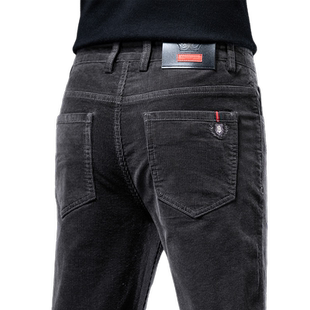 秋冬款灯芯绒裤子男直筒加绒外穿弹力条绒男裤灯草绒休闲男士长裤