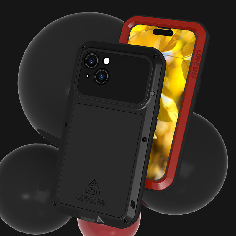 LoveMei艾尚美适用苹果15手机壳金属防摔iPhone15plus前后全包套户外探险运动