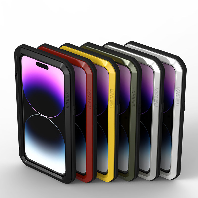LoveMei艾尚美适用苹果14pro手机壳金属防摔iPhone14promax前后全包套户外探险运动