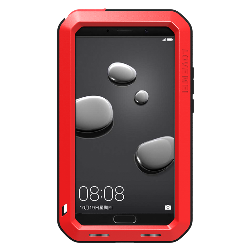 LOVE MEI Powerful Water Resistant Shockproof Dust/Dirt/Snow Proof Aluminum Metal Outdoor Gorilla Glass Heavy Duty Case Cover for Huawei Mate 10