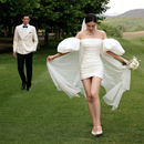 影楼主题白色时尚 包臀短裙婚纱情侣户外森系摄影旅街拍照礼服便装