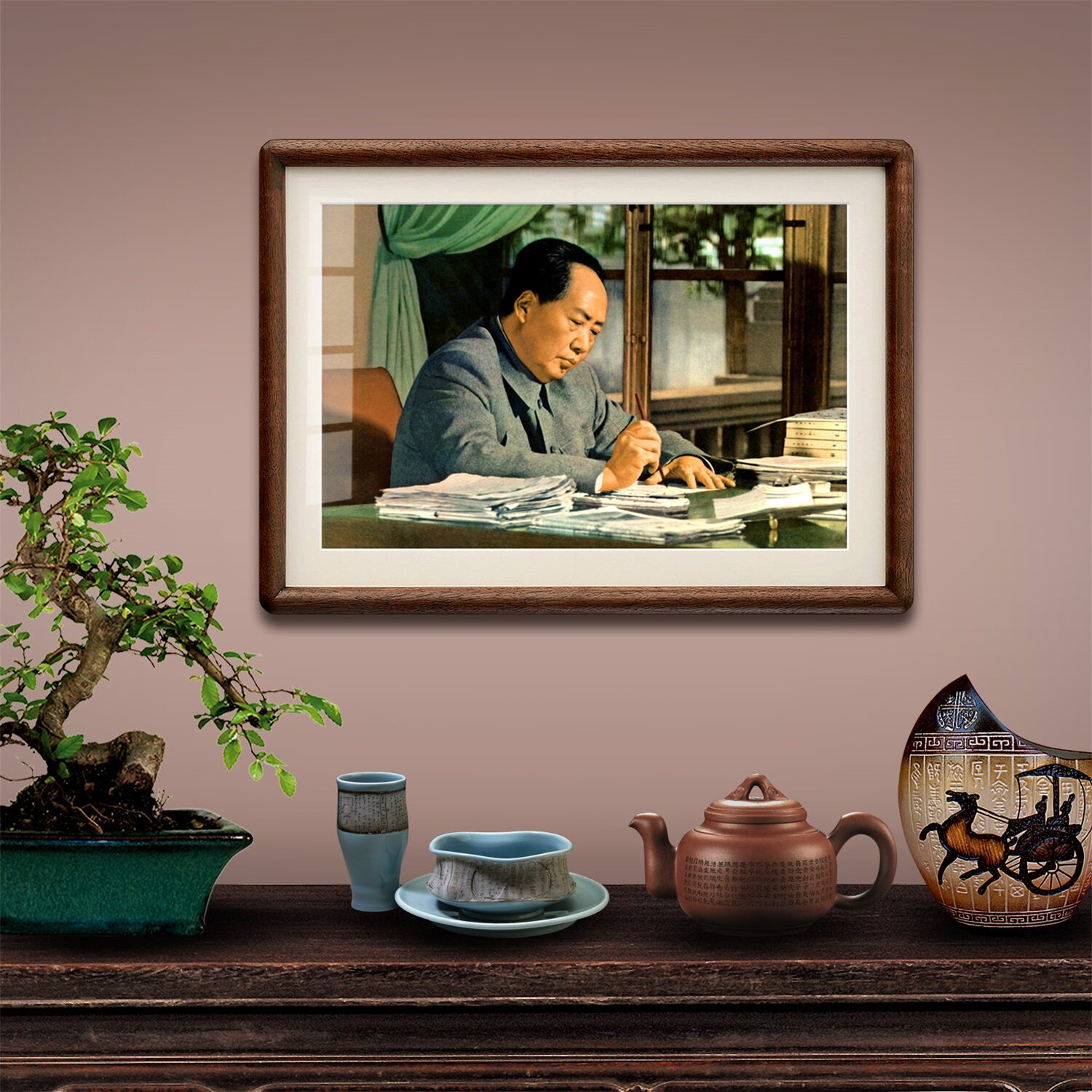 毛主席头像办公室玄关挂画