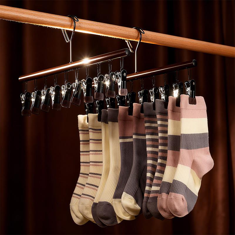 整理师推荐防风袜子晾衣架多夹子家用不锈钢袜架子内衣内裤晒袜子