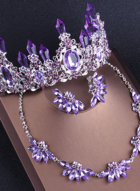 典范新娘项链耳环三件套水晶柱