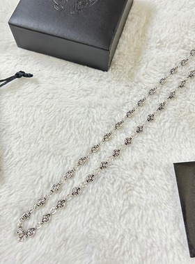 2025做旧款式圆球十字花童军花嘻哈时尚项链泰银毛衣链男女手饰品