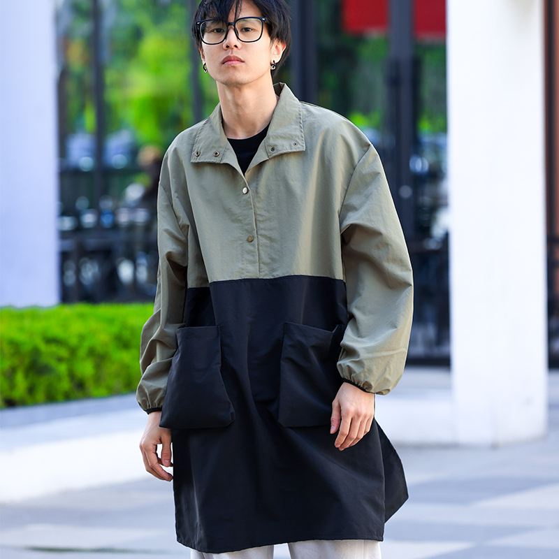 长袖围裙工装罩衣定制logo男女厨房家用防污餐饮咖啡店工作服印字