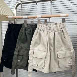 男童夏季工装短裤白色2024新款大儿童五分中裤男孩外穿炸街痞帅潮