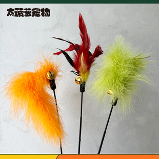 大菠萝宠物 中国台湾Amy Carol弹力杆逗猫棒天然羽毛响纸猫玩具