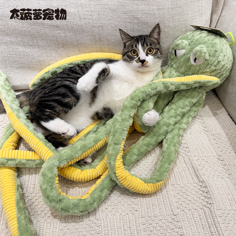大菠萝宠物 猫薄荷响纸章鱼毛线沙盒发声自嗨解压怪兽玩偶猫玩具