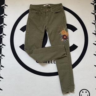 包邮 孤品捡漏C3570女士牛仔裤 满3件 36码 军绿色春秋九分裤