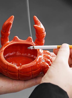 螃蟹陶瓷小茶宠中式装饰烟灰缸