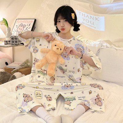 卡皮巴拉可爱少女冰丝棉连体睡衣