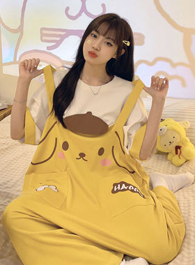 可爱布丁狗连体服睡衣纯棉加大码