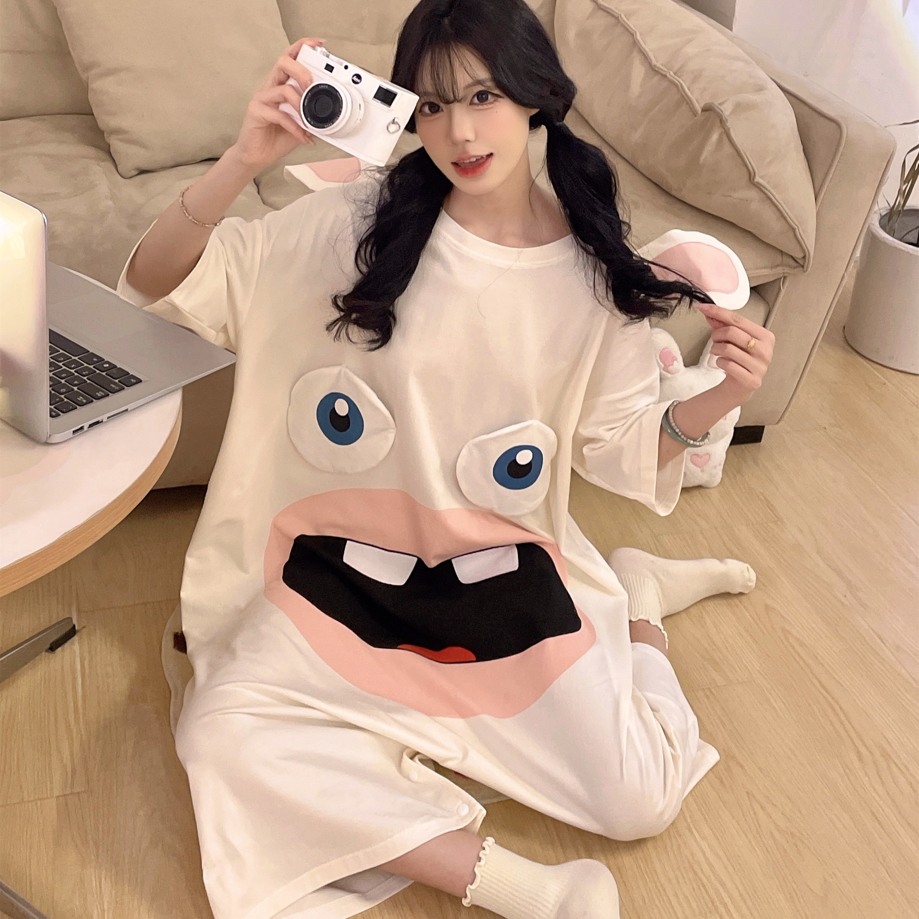 疯狂兔子雷曼搞怪连体服大码睡衣