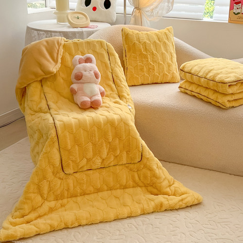 加厚仿兔毛绒抱枕被子两用