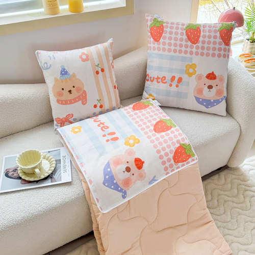 全棉抱枕被子两用车载纯棉午休被