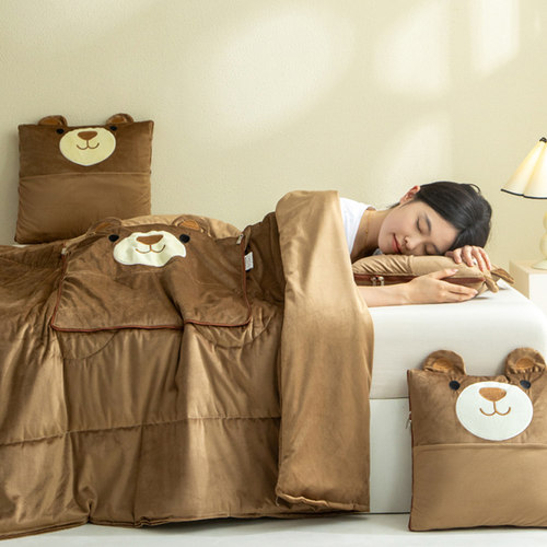 加厚抱枕被子两用办公室午睡毯冬