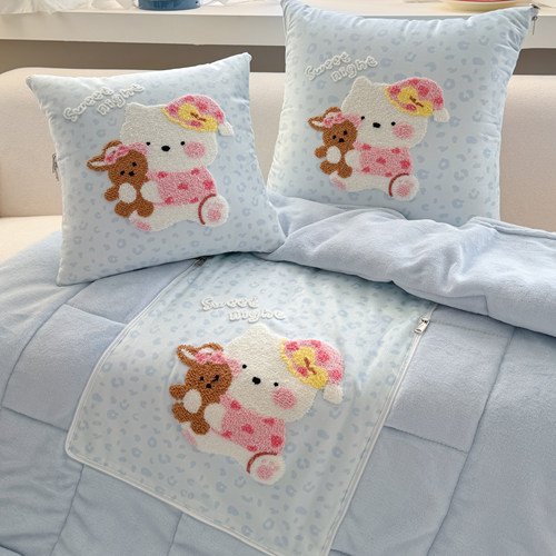 【牛奶绒】加厚抱枕被子两用车用