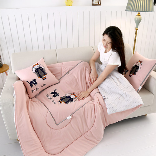 女生可爱抱枕被子两用折叠午休毯