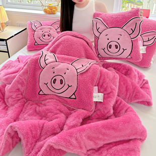 加绒两用抱枕二合一被子加厚汽车枕头靠垫办公室宿舍午睡折叠盖毯