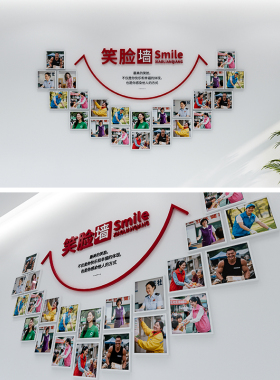 社区风采文化墙源文件/照片文化墙素材/笑脸墙