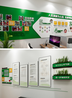 综治调解源文件，综治调解文化墙设计素材，社区综治调解文化墙