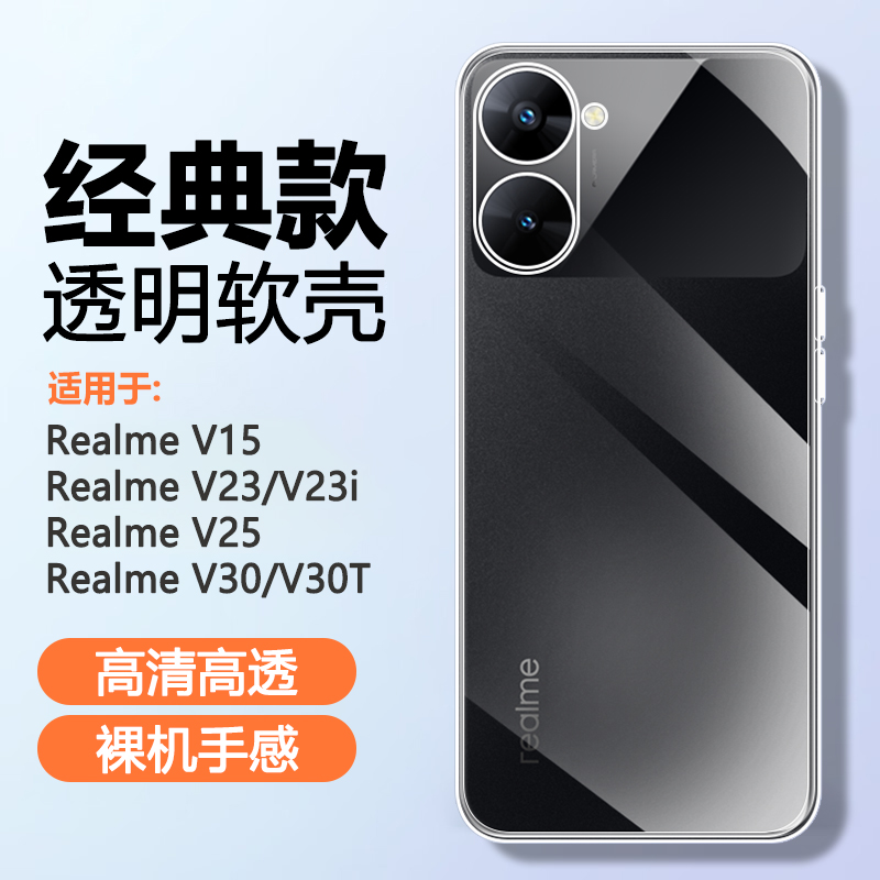 适用Realme V30手机壳真我v30t透明v25软硅胶壳v23i气囊v23防摔v20超薄v15全包v13保护套v11sv11v5v3清水外套-封面