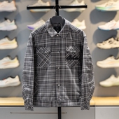 李宁休闲外套男子2026春季 韦德生活格纹夹克宽松休闲上衣AFDW023