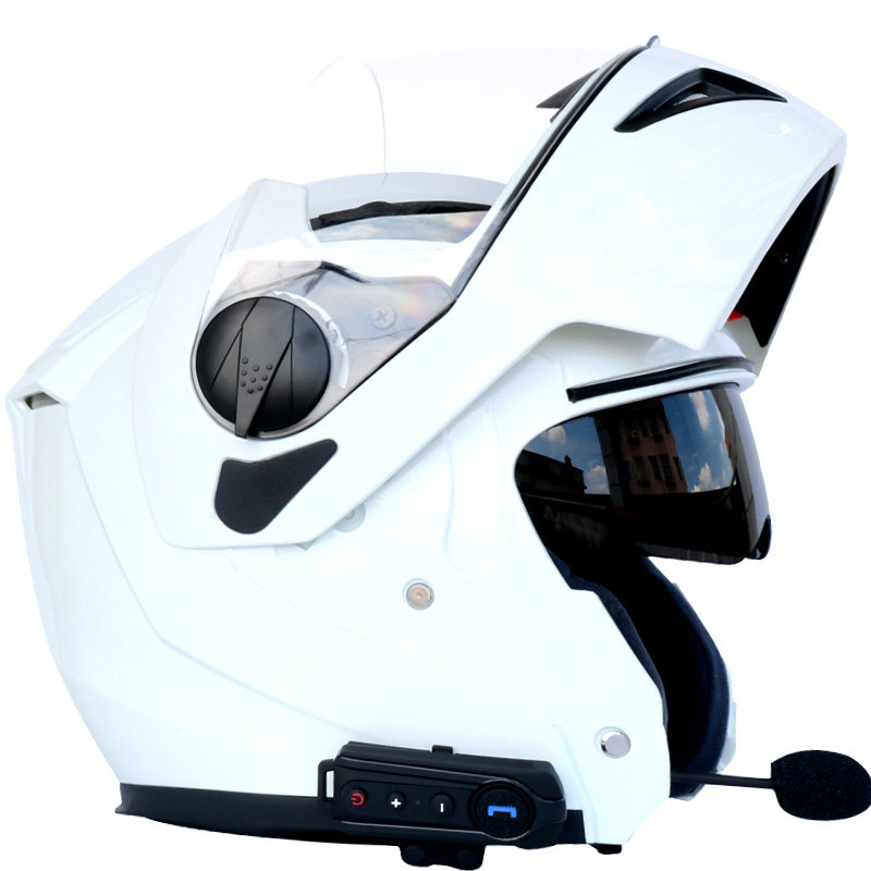 蓝牙头盔 摩托车蓝牙头盔 双镜片揭面盔 一体化设计 带对讲 FM