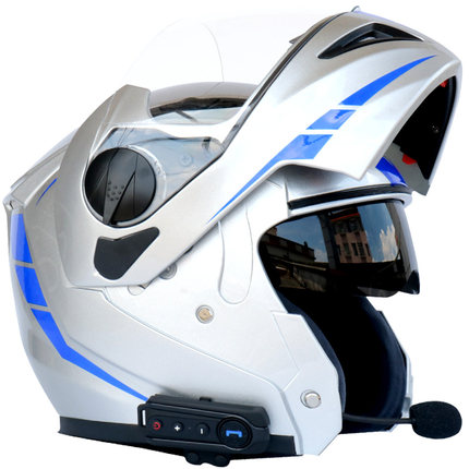 蓝牙头盔 摩托车蓝牙头盔 双镜片揭面盔 一体化设计 带对讲 FM