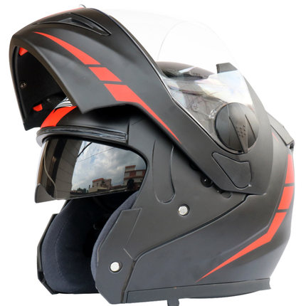 蓝牙头盔 摩托车蓝牙头盔 双镜片揭面盔 一体化设计 带对讲 FM