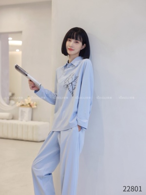 中国风睡衣女春秋季纯棉套装长袖新中式国潮风简约家居服
