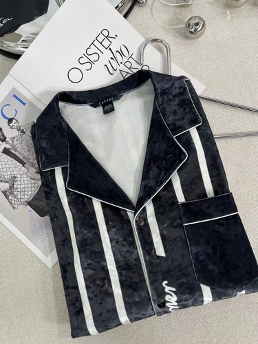 letter金钻绒睡衣男士秋冬长袖丝绒潮流条纹宽松长裤居家服两件套