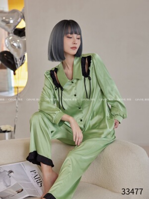 睡衣女冰丝丝绸纯欲风长袖长裤性感可爱高级感家居服套装