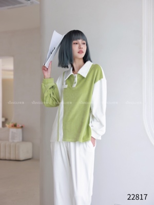女士海岛绒高级感套头翻领睡衣秋冬新款高贵保暖POLO可外穿家居服