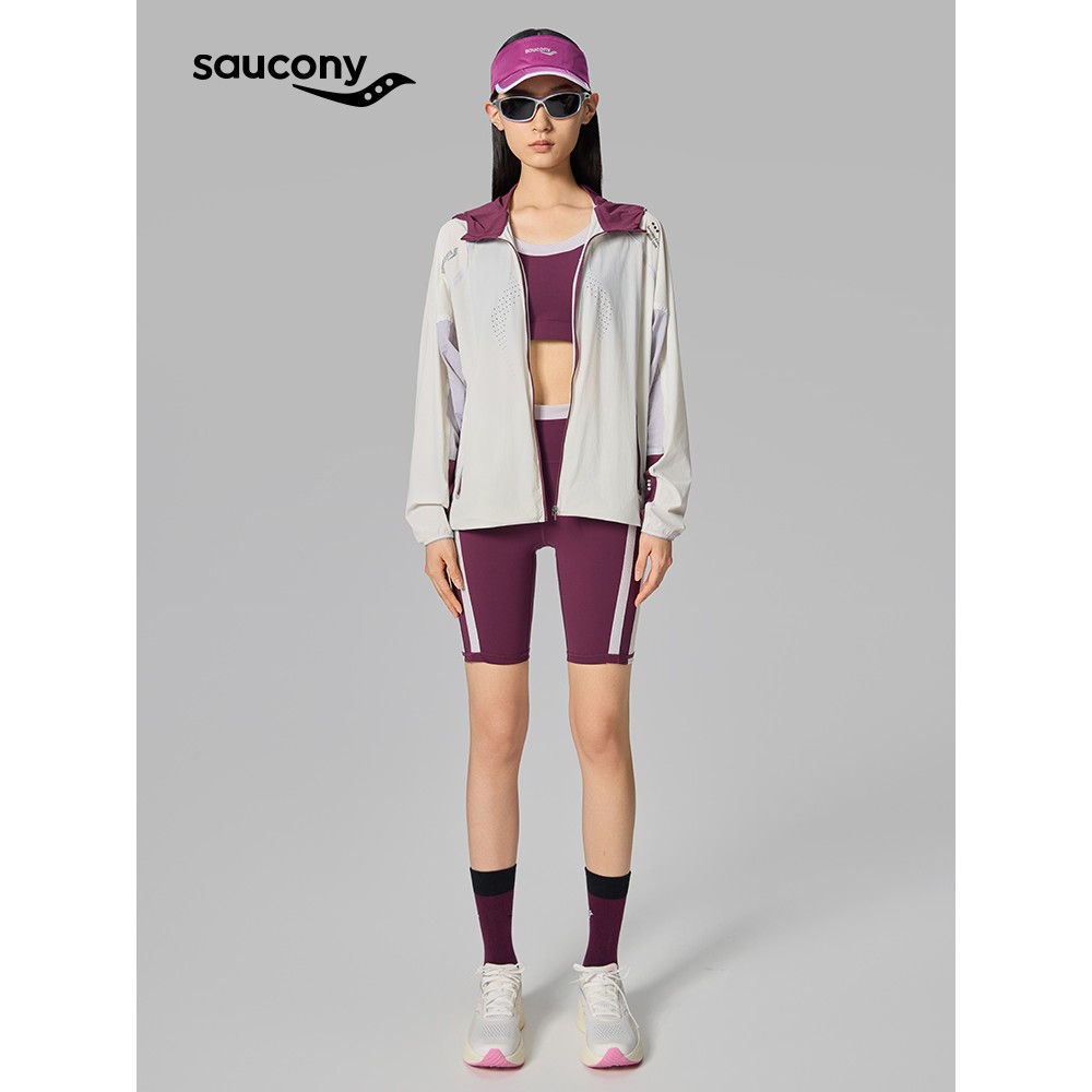 Saucony索康尼灵魂跑者系列运动跑步防晒服透气女子轻量外套上衣