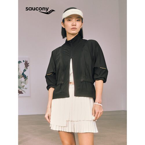 Saucony索康尼跑步艺术家女柔和四面弹柔立棉腰头百褶运动短裙