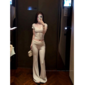 女春季 暴走高仙女175高个子加长梨形天菜垂垂裤 微喇针织长裤 拖地