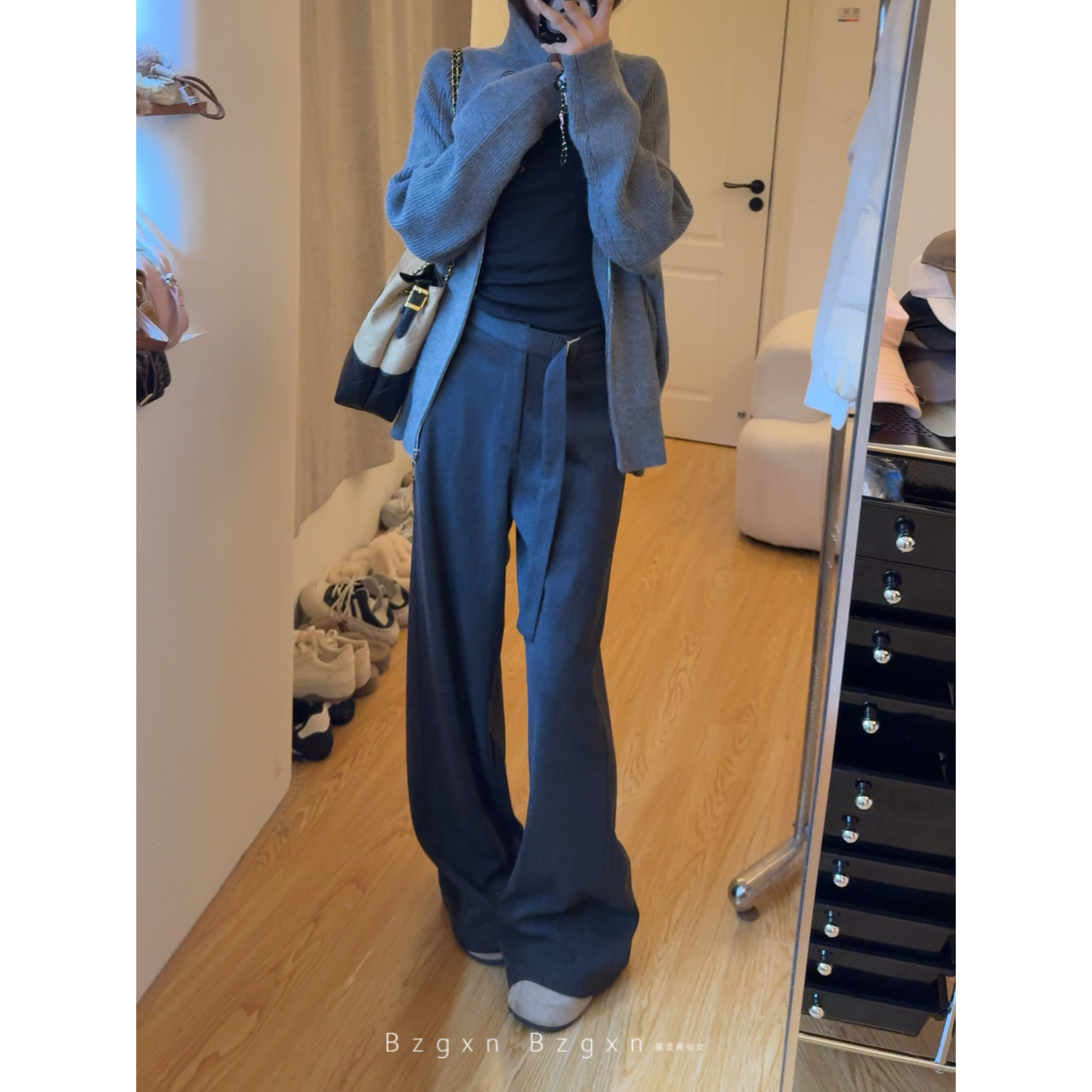 【赠送运费险】阔腿拖地西装裤女