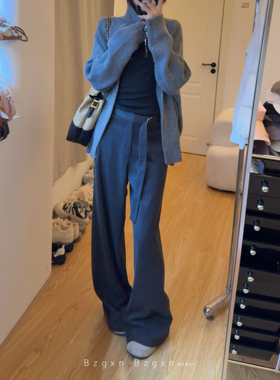 暴走高仙女175高个子加长毛呢裤子女2025秋冬加厚阔腿拖地西装裤