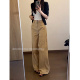 暴走高仙女175高个子加长版 卡其色阔腿裤 女秋显瘦弯刀休闲拖地