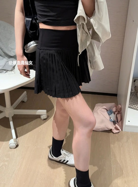 高个子百褶裙子lulu防走光半身裙女175加长半裙2025春季a字短裙