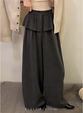 暴走高仙女175高个子加长180休闲灰色加厚阔腿老钱风休闲拖地裤子
